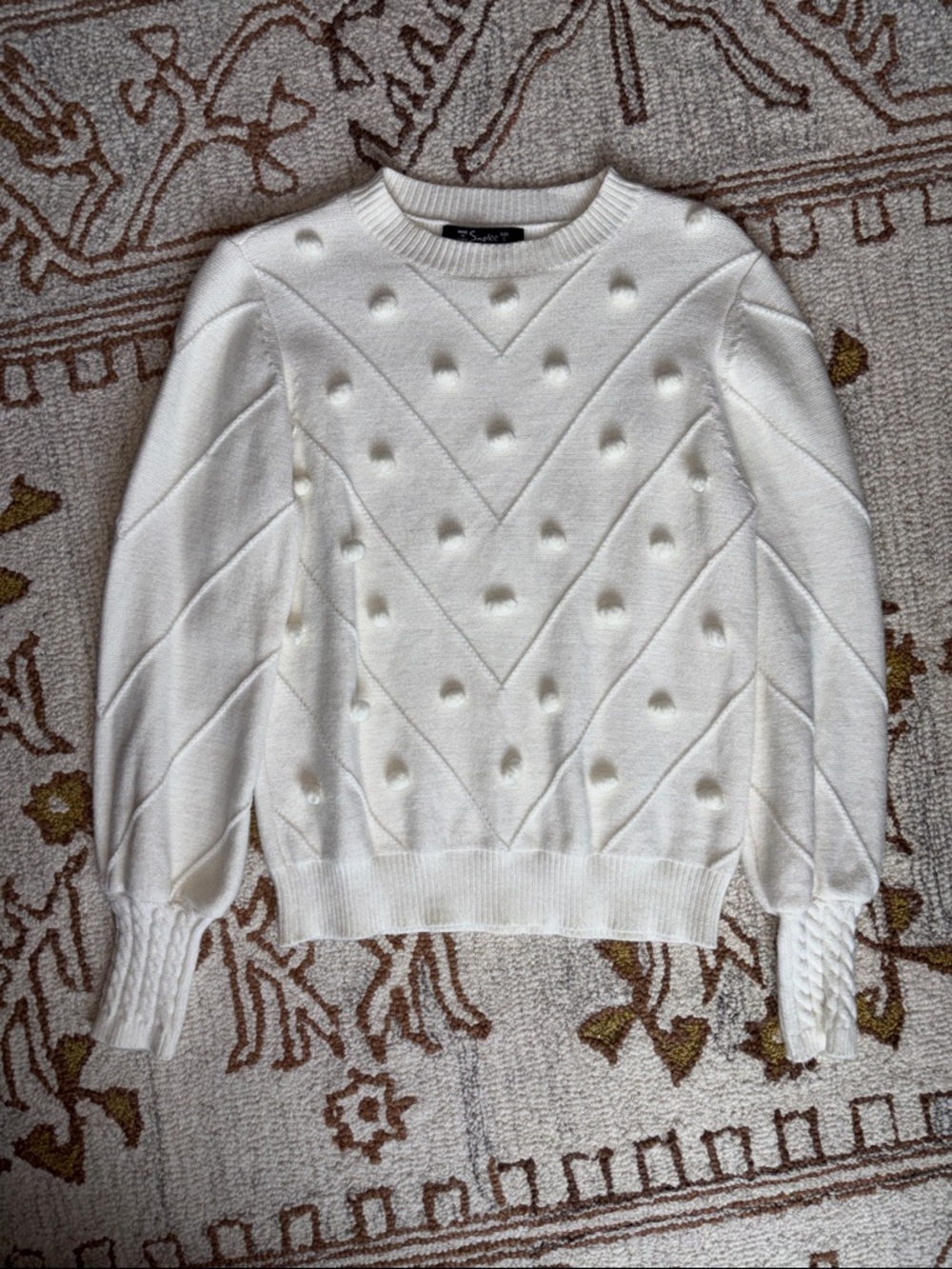 🤍 White Long Sleeve Knit Sweater